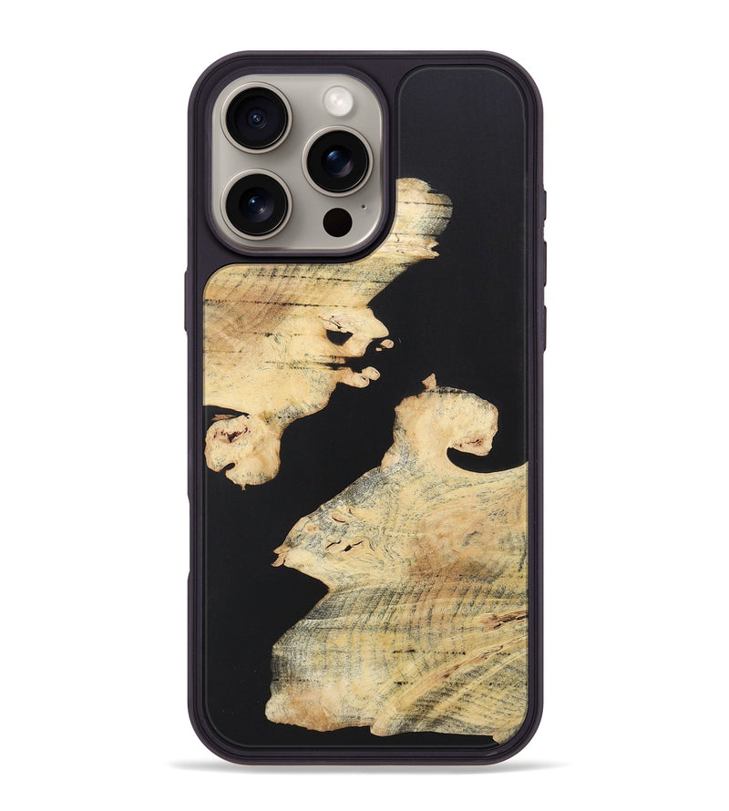 iPhone 16 Pro Max Wood+Resin Phone Case - Elaine (Pure Black, 722414)