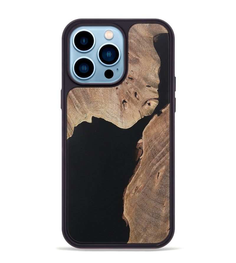 iPhone 14 Pro Max Wood+Resin Phone Case - Finnegan (Pure Black, 722415)