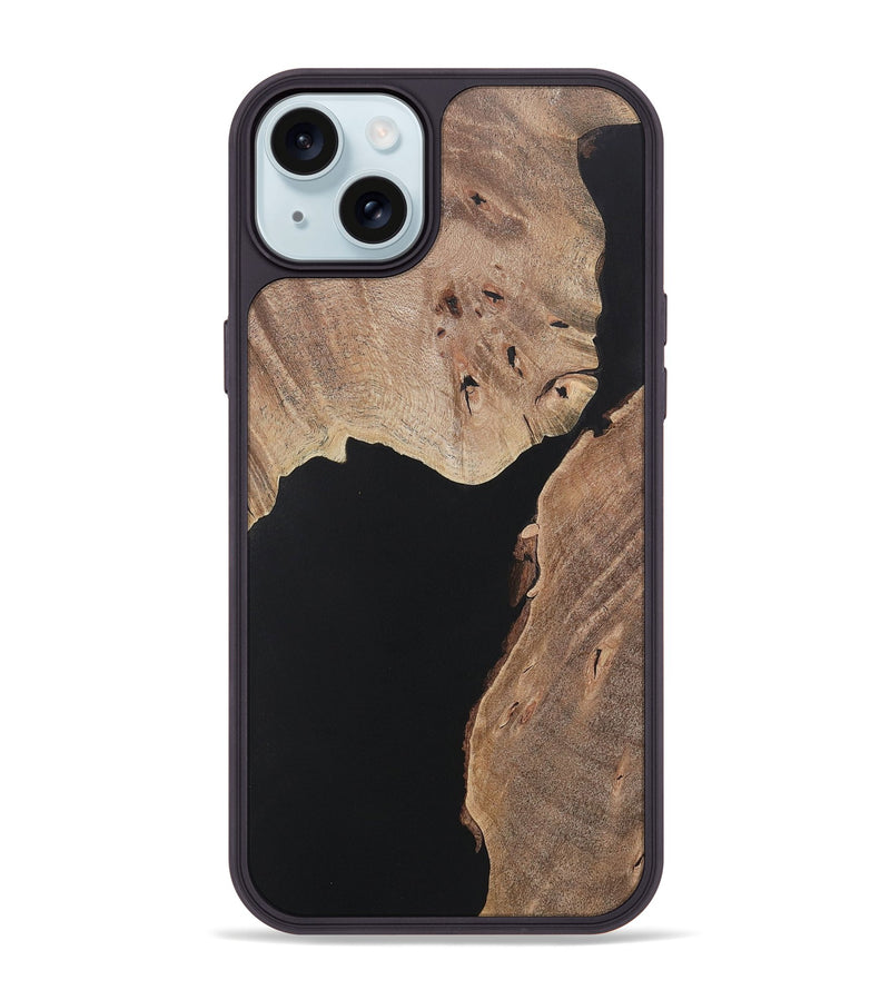 iPhone 15 Plus Wood+Resin Phone Case - Finnegan (Pure Black, 722415)