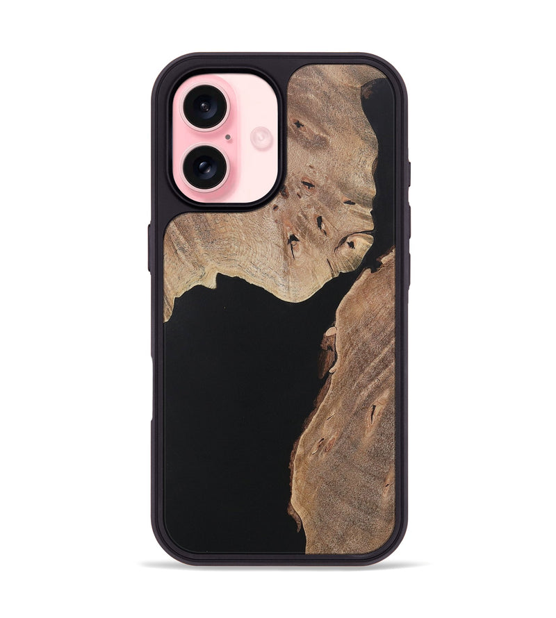 iPhone 16 Wood+Resin Phone Case - Finnegan (Pure Black, 722415)