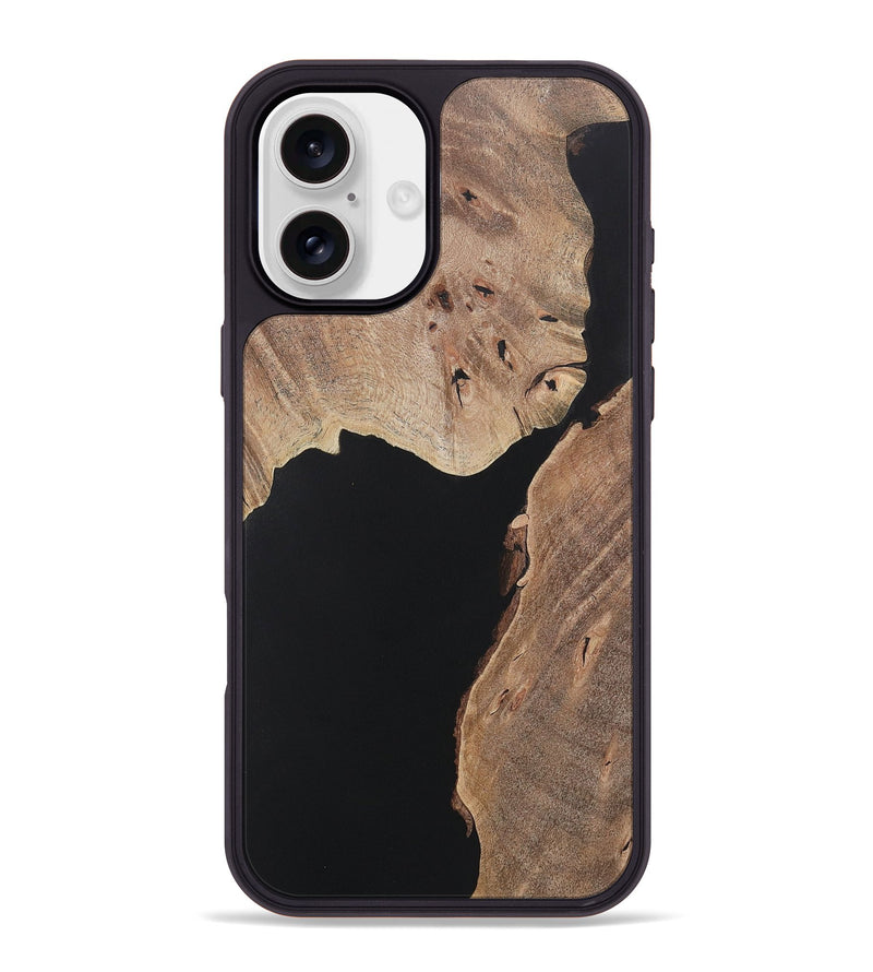 iPhone 16 Plus Wood+Resin Phone Case - Finnegan (Pure Black, 722415)