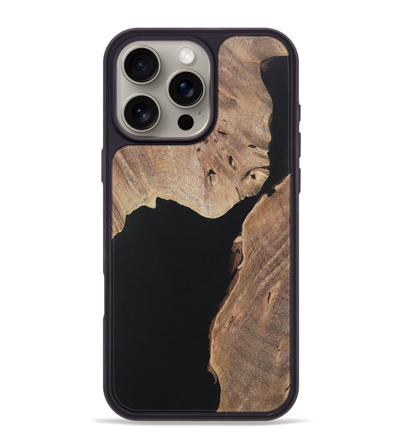 iPhone 16 Pro Max Wood+Resin Phone Case - Finnegan (Pure Black, 722415)