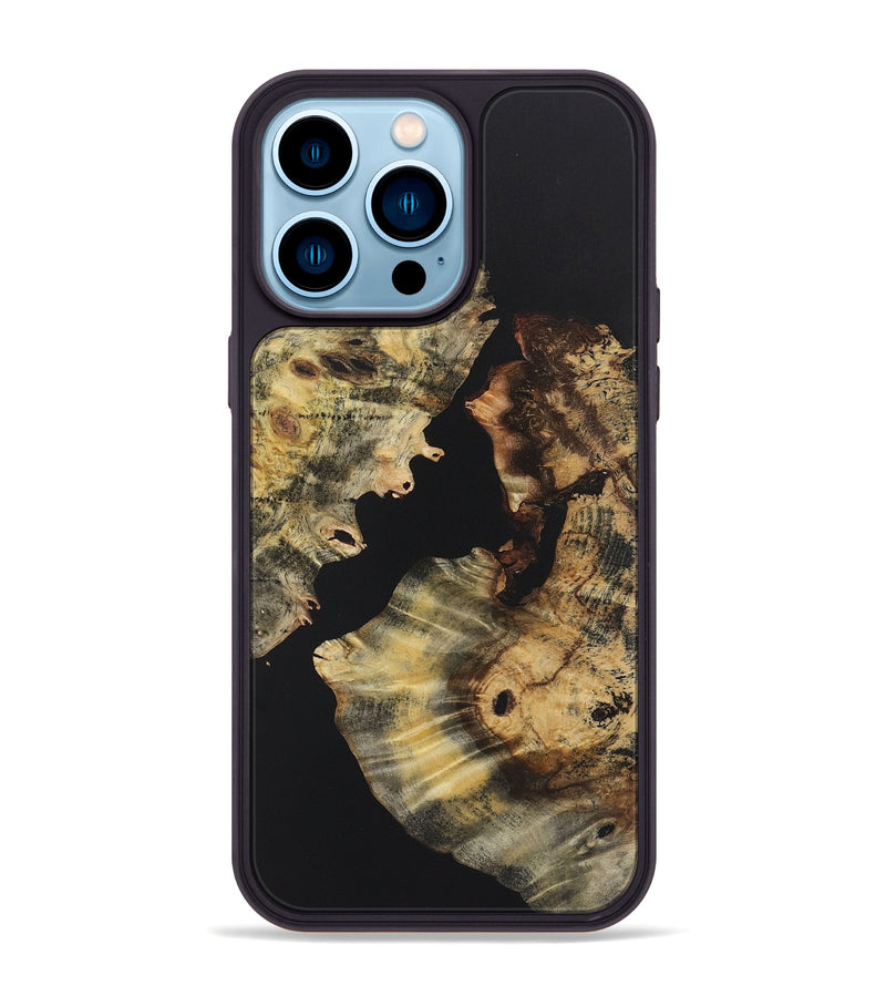 iPhone 14 Pro Max Wood+Resin Phone Case - Legend (Pure Black, 722416)