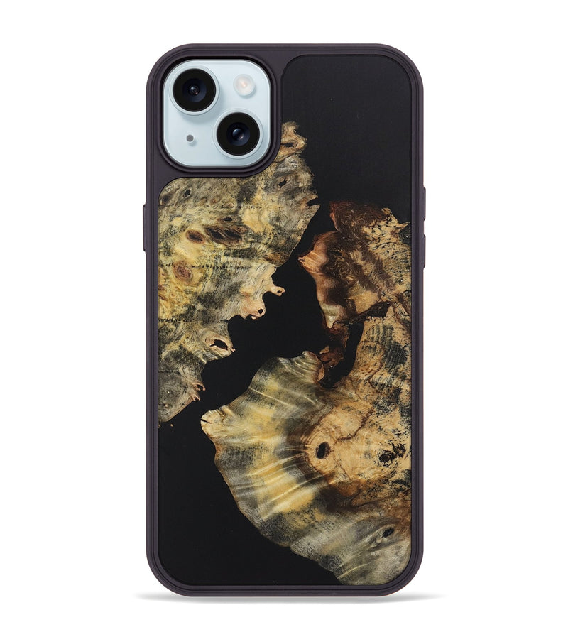 iPhone 15 Plus Wood+Resin Phone Case - Legend (Pure Black, 722416)