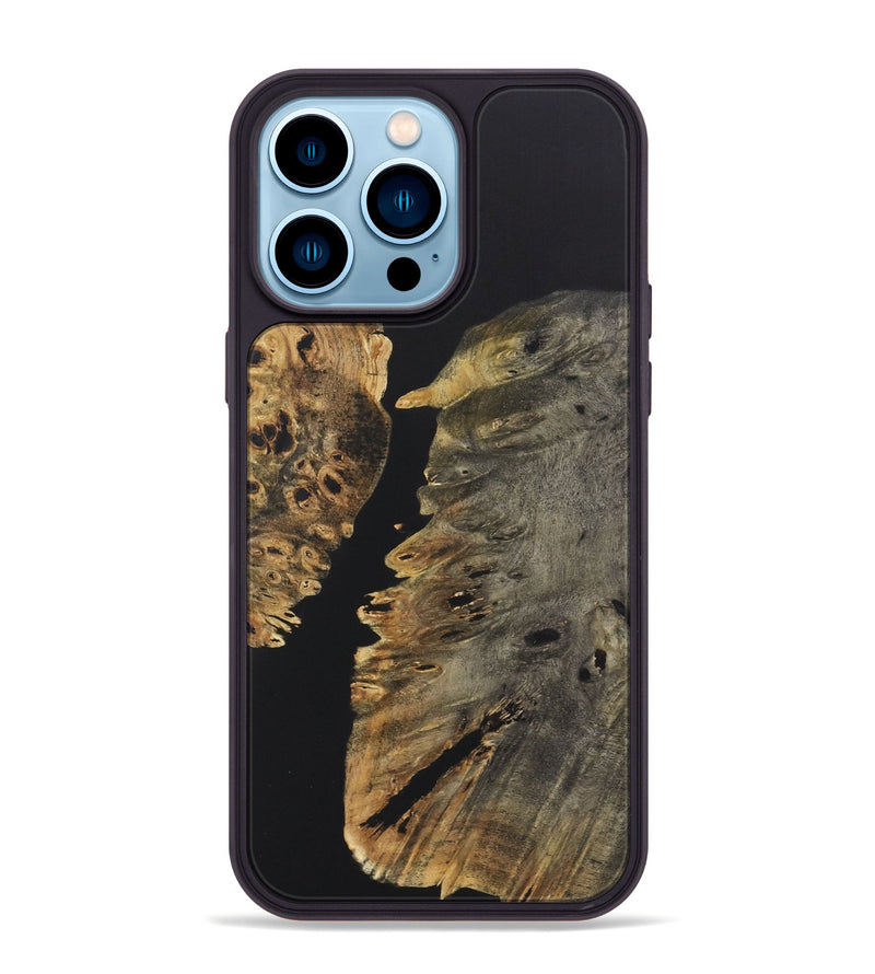 iPhone 14 Pro Max Wood+Resin Phone Case - Julie (Pure Black, 722417)