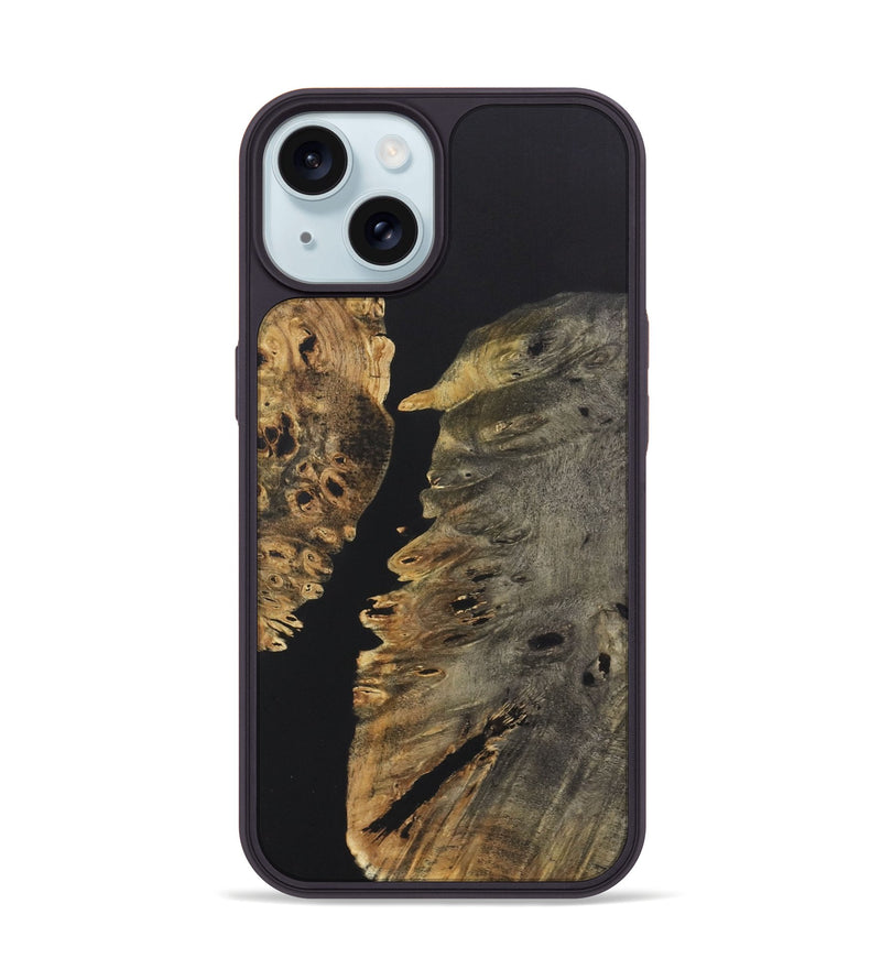 iPhone 15 Wood+Resin Phone Case - Julie (Pure Black, 722417)