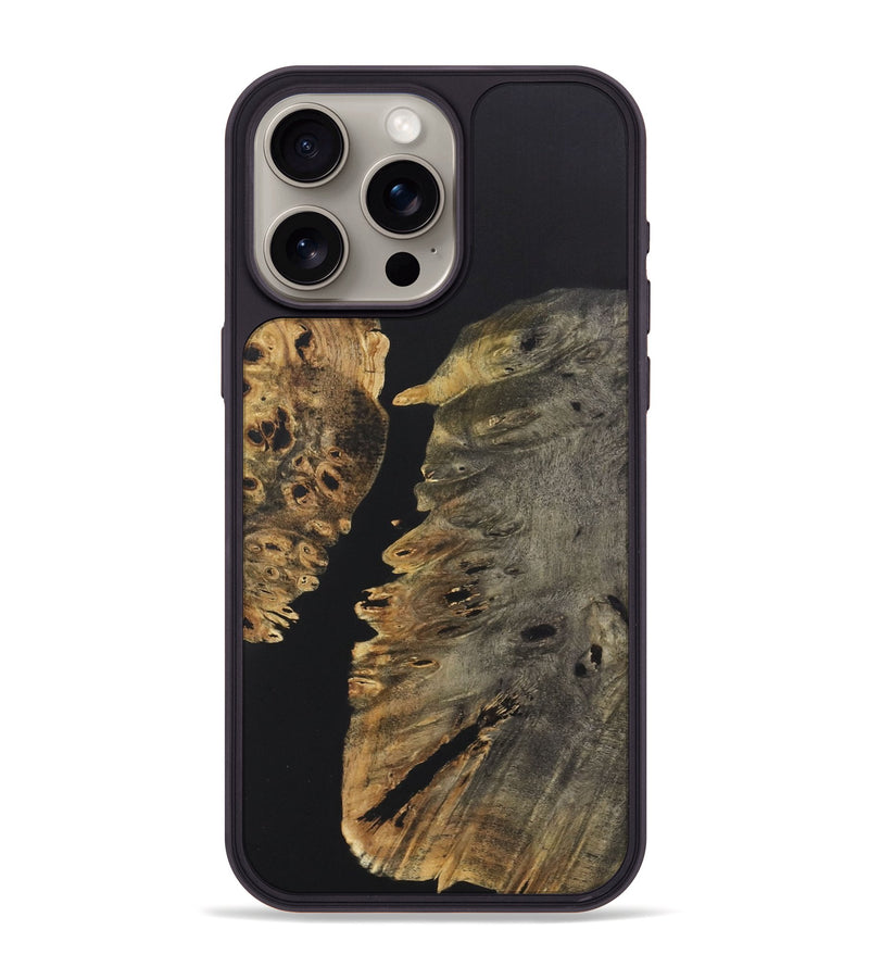 iPhone 15 Pro Max Wood+Resin Phone Case - Julie (Pure Black, 722417)