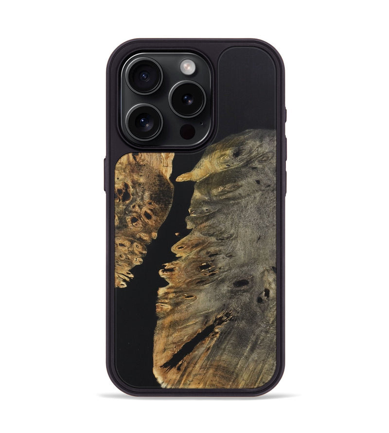 iPhone 15 Pro Wood+Resin Phone Case - Julie (Pure Black, 722417)