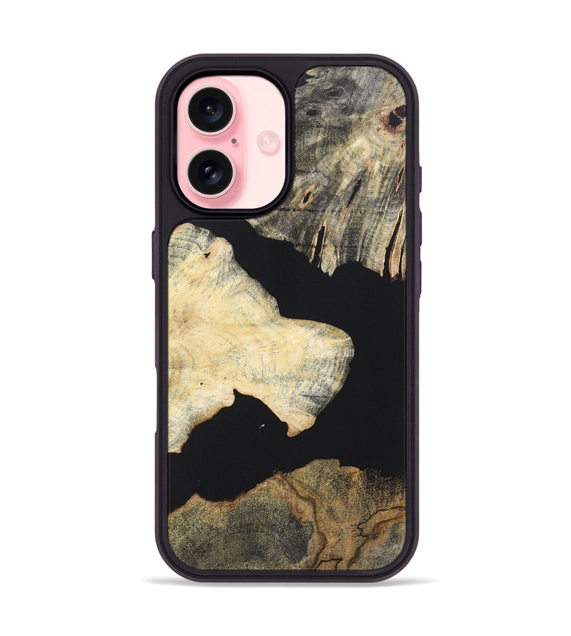 iPhone 16 Wood+Resin Phone Case - Paul (Pure Black, 722418)