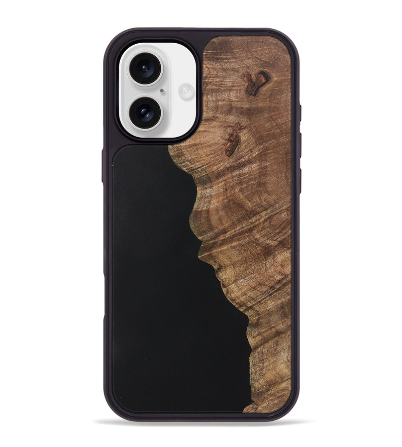 iPhone 16 Plus Wood+Resin Phone Case - Robin (Pure Black, 722419)