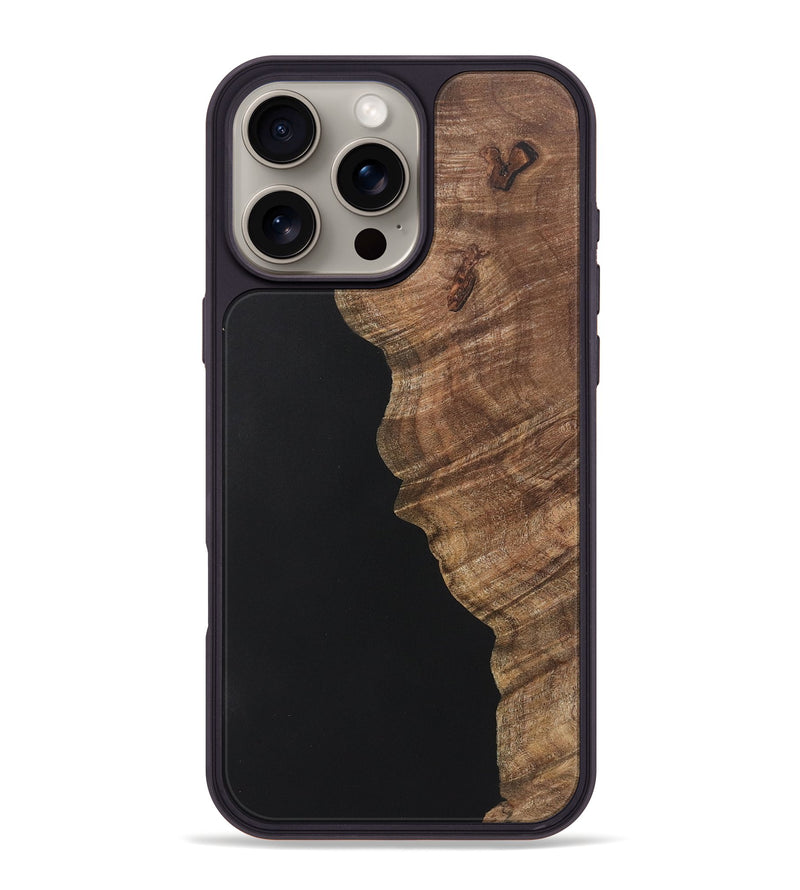 iPhone 16 Pro Max Wood+Resin Phone Case - Robin (Pure Black, 722419)