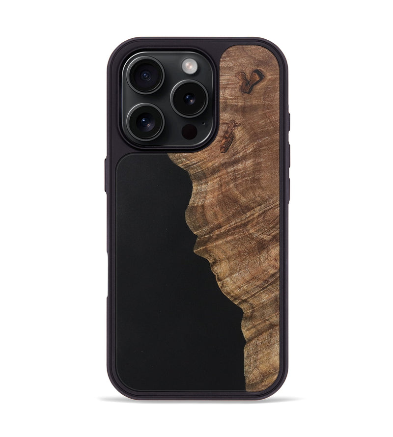 iPhone 16 Pro Wood+Resin Phone Case - Robin (Pure Black, 722419)