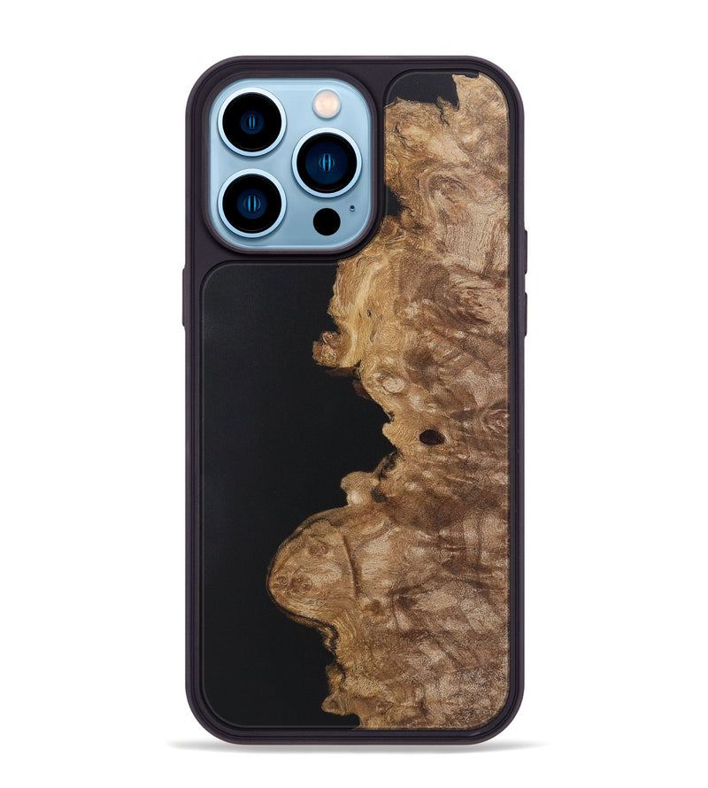 iPhone 14 Pro Max Wood+Resin Phone Case - Brynn (Pure Black, 722420)