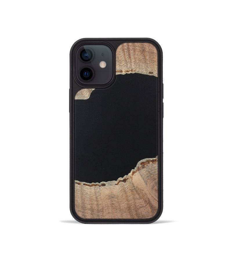 iPhone 12 mini Wood+Resin Phone Case - Warren (Pure Black, 722421)