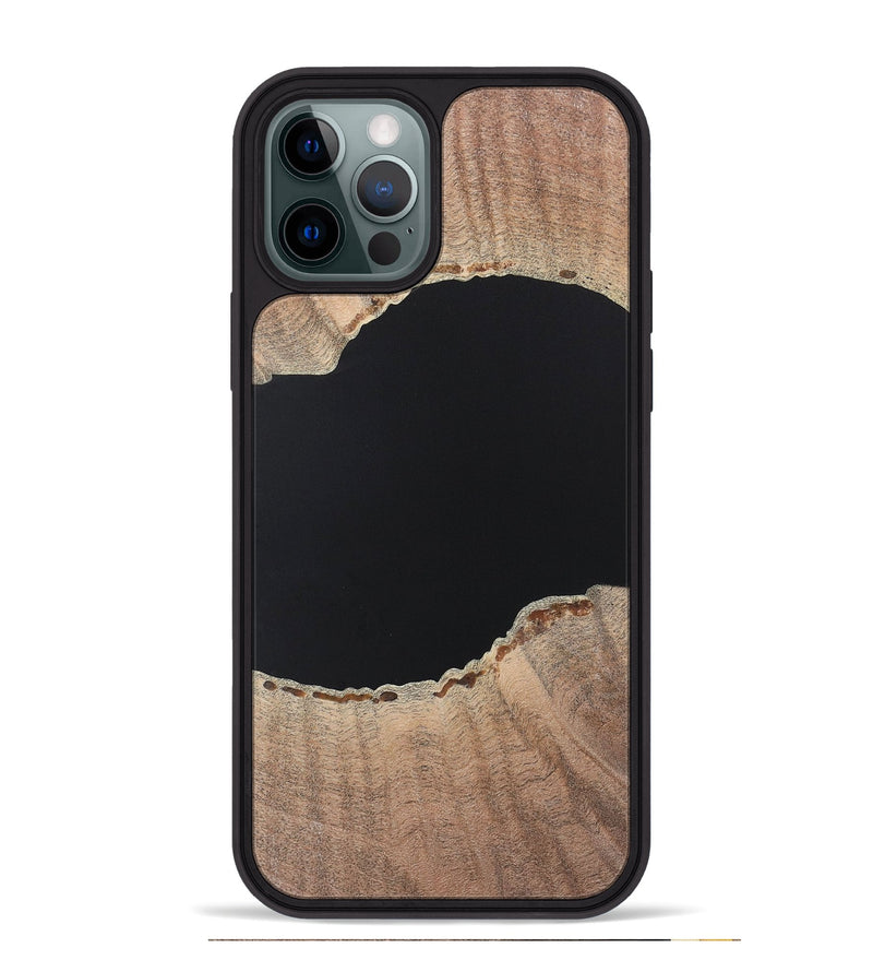 iPhone 12 Pro Max Wood+Resin Phone Case - Warren (Pure Black, 722421)