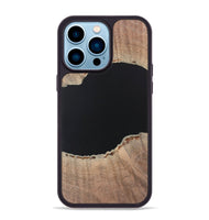 iPhone 14 Pro Max Wood+Resin Phone Case - Warren (Pure Black, 722421)