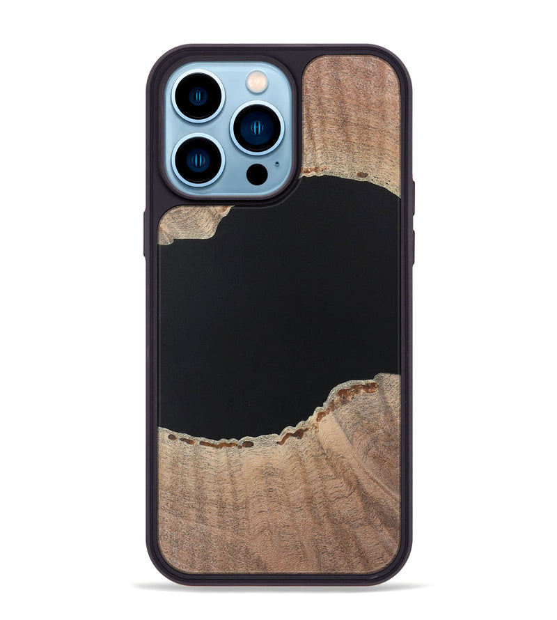 iPhone 14 Pro Max Wood+Resin Phone Case - Warren (Pure Black, 722421)