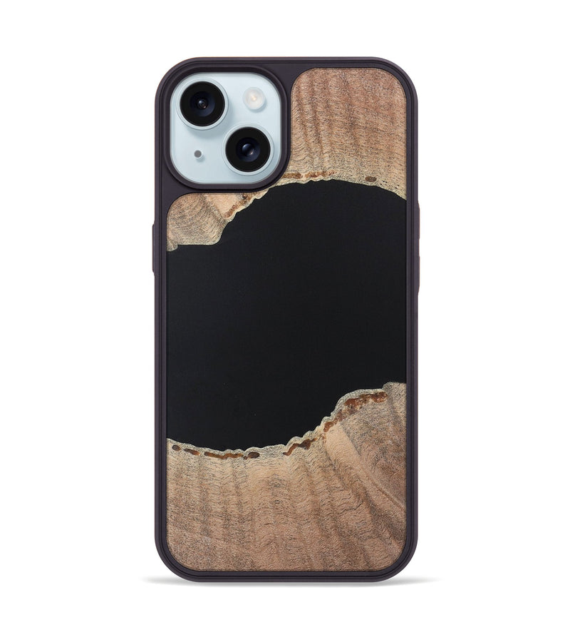 iPhone 15 Wood+Resin Phone Case - Warren (Pure Black, 722421)