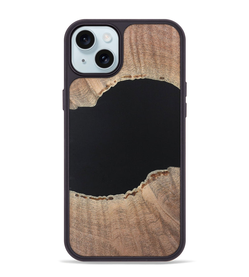 iPhone 15 Plus Wood+Resin Phone Case - Warren (Pure Black, 722421)