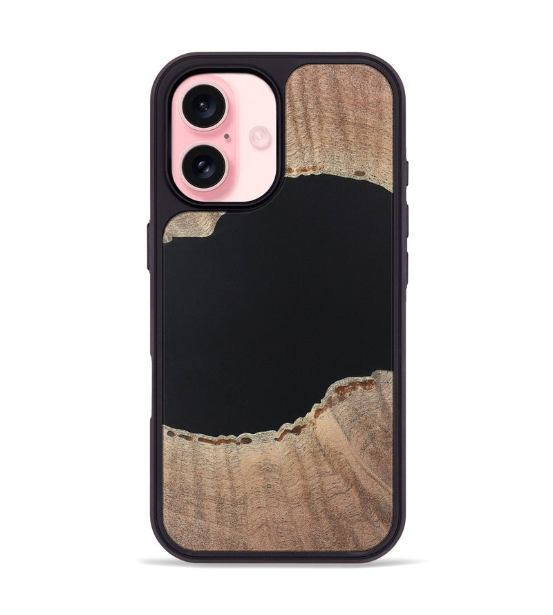 iPhone 16 Wood+Resin Phone Case - Warren (Pure Black, 722421)