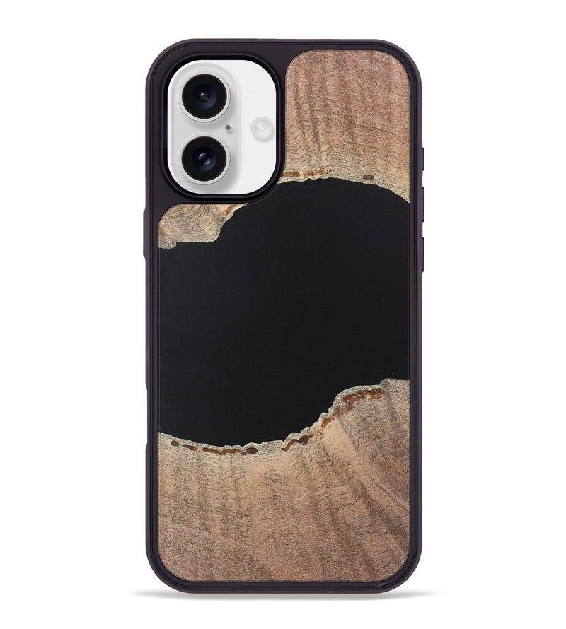 iPhone 16 Plus Wood+Resin Phone Case - Warren (Pure Black, 722421)