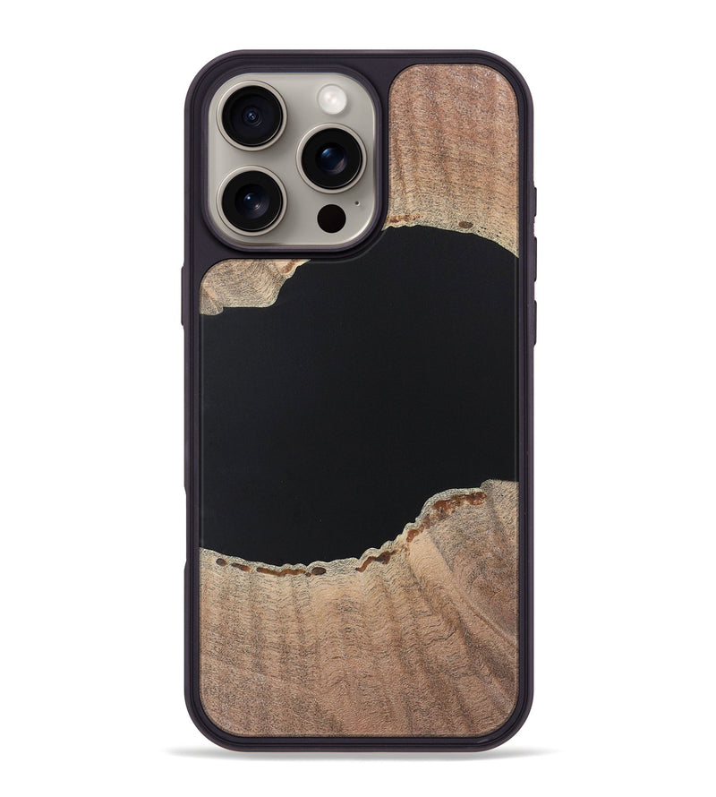 iPhone 16 Pro Max Wood+Resin Phone Case - Warren (Pure Black, 722421)