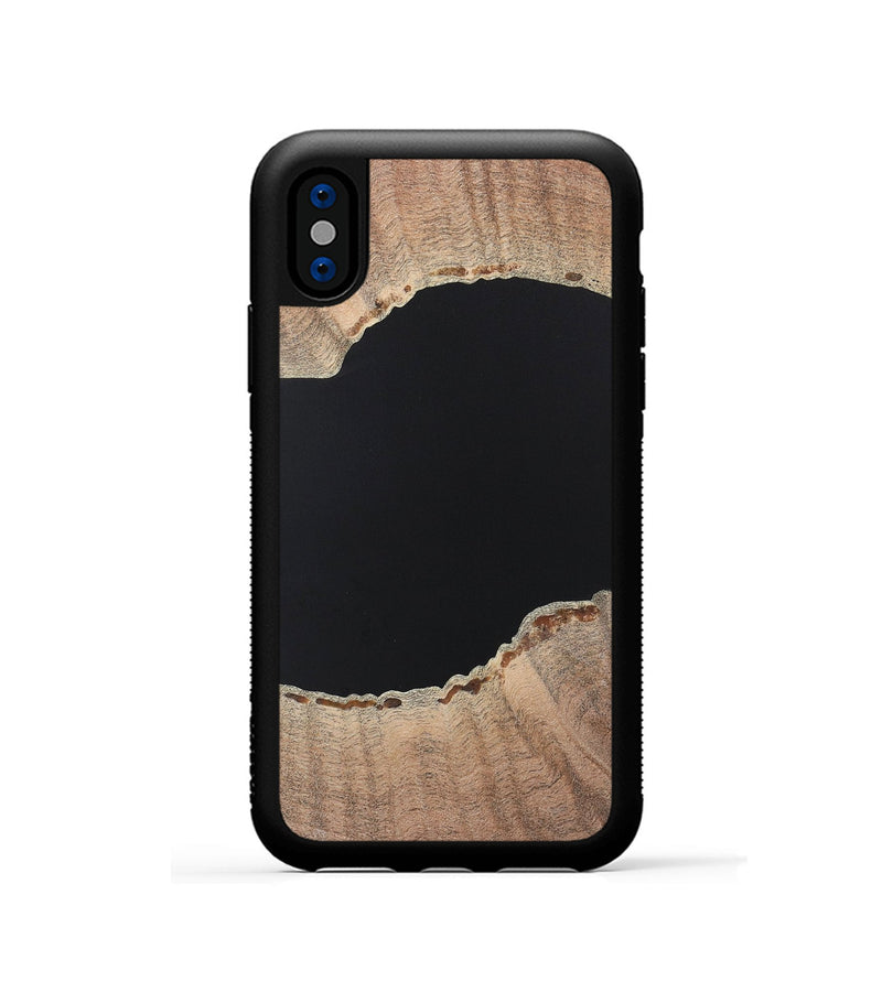 iPhone Xs Wood+Resin Phone Case - Warren (Pure Black, 722421)