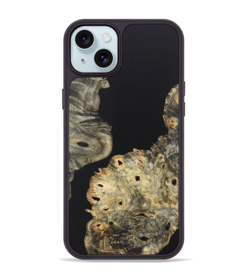 iPhone 15 Plus Wood+Resin Phone Case - Heath (Pure Black, 722422)