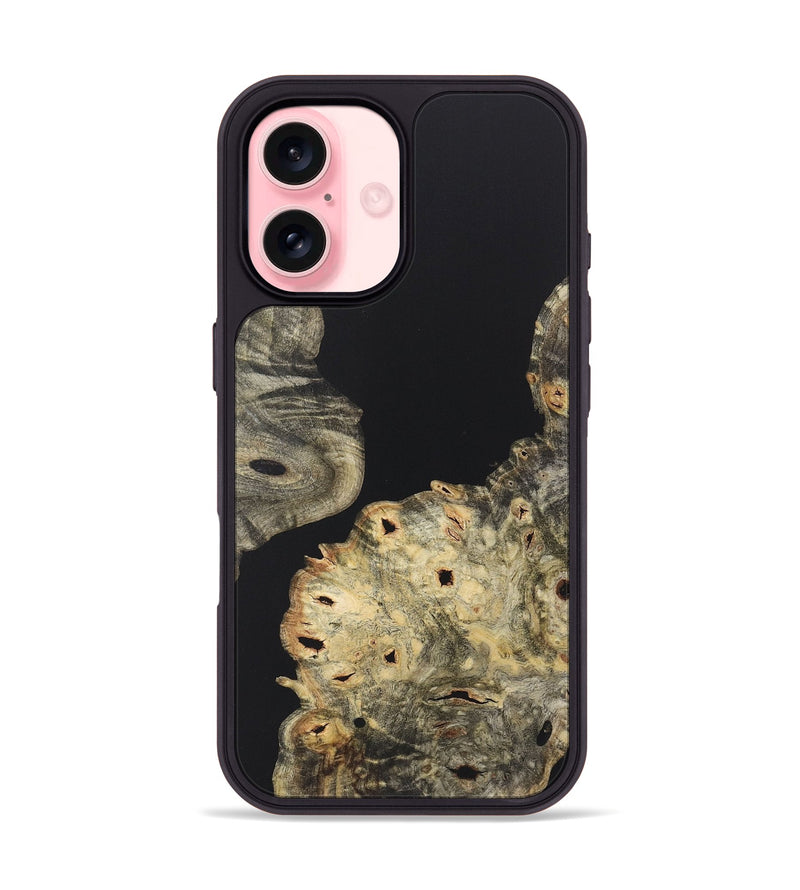 iPhone 16 Wood+Resin Phone Case - Heath (Pure Black, 722422)