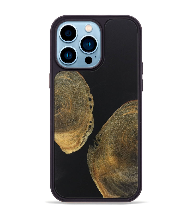 iPhone 14 Pro Max Wood+Resin Phone Case - Sheena (Pure Black, 722423)