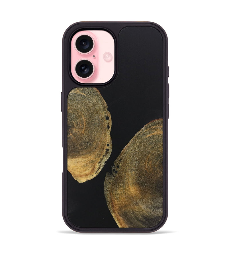 iPhone 16 Wood+Resin Phone Case - Sheena (Pure Black, 722423)