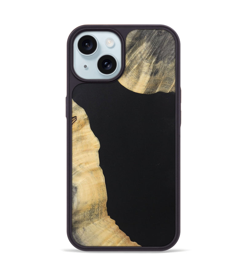 iPhone 15 Wood+Resin Phone Case - Jazmin (Pure Black, 722425)