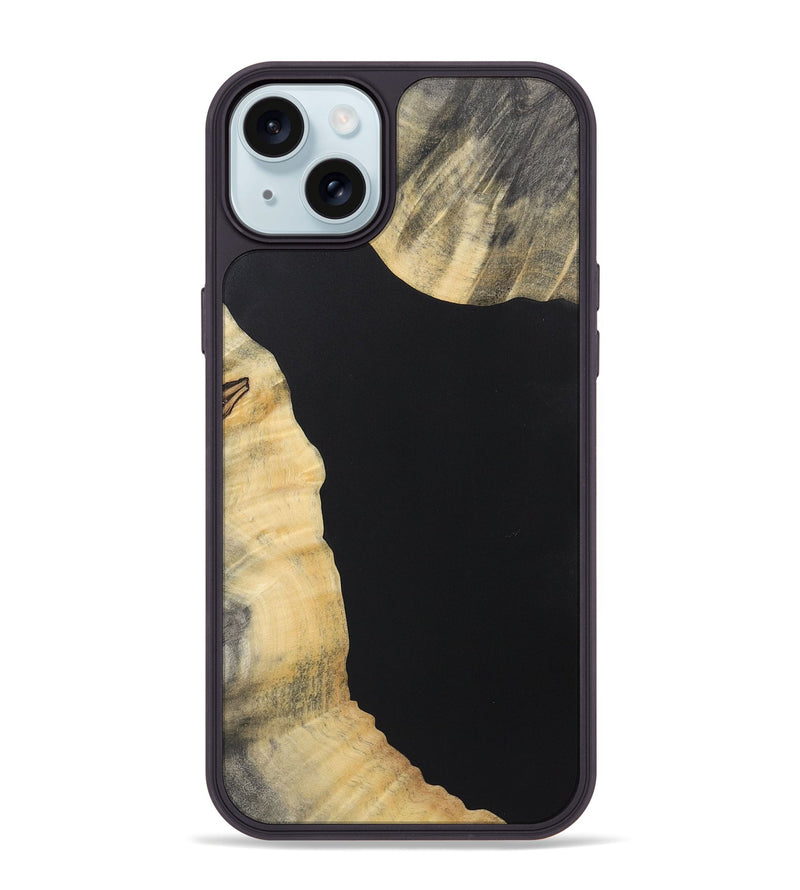 iPhone 15 Plus Wood+Resin Phone Case - Jazmin (Pure Black, 722425)