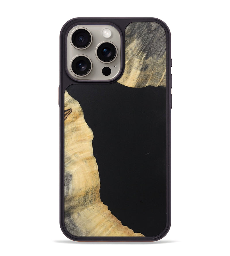 iPhone 15 Pro Max Wood+Resin Phone Case - Jazmin (Pure Black, 722425)