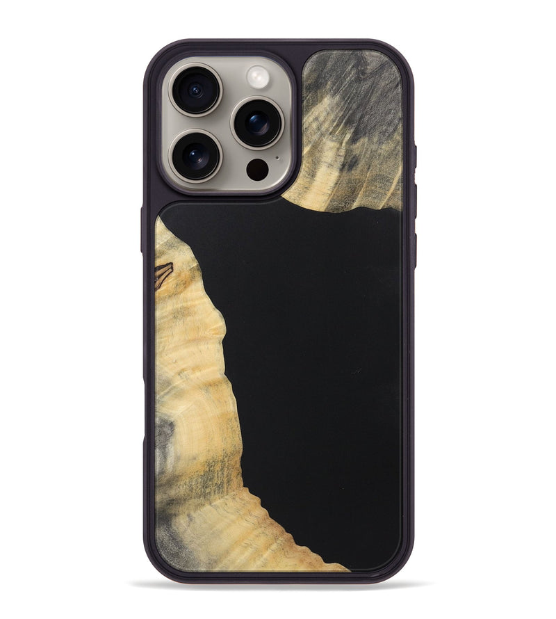 iPhone 16 Pro Max Wood+Resin Phone Case - Jazmin (Pure Black, 722425)