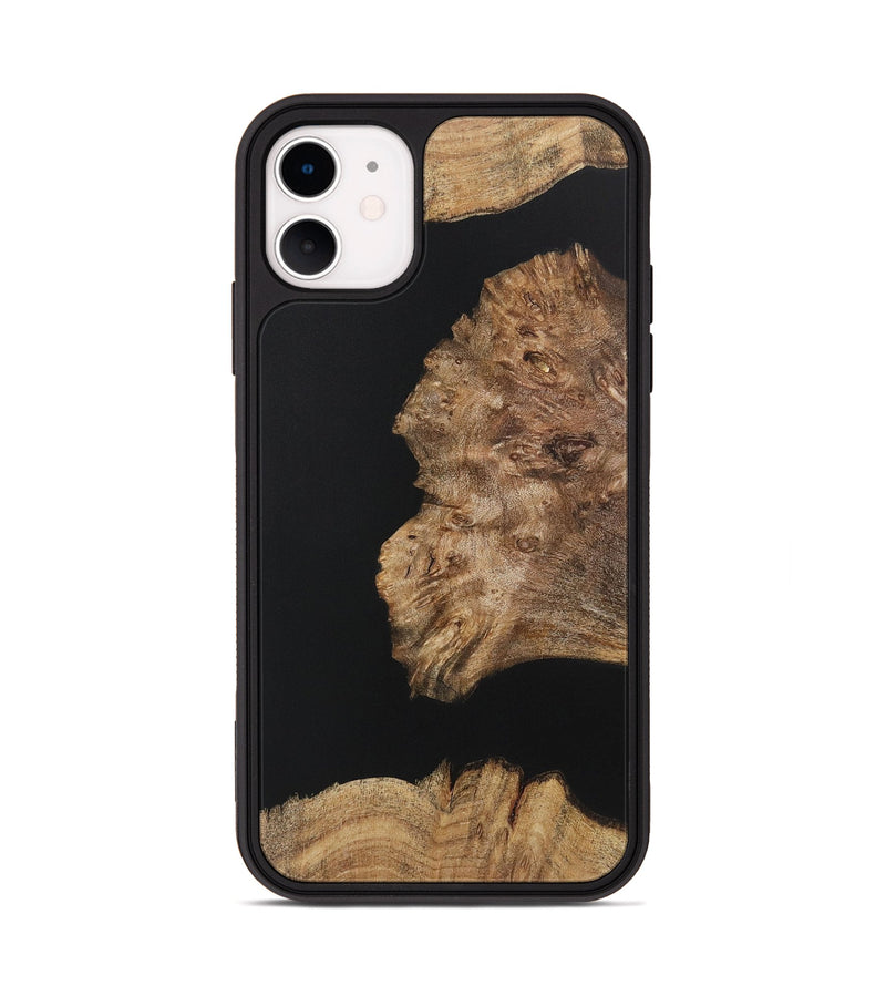 iPhone 11 Wood+Resin Phone Case - Latisha (Pure Black, 722426)