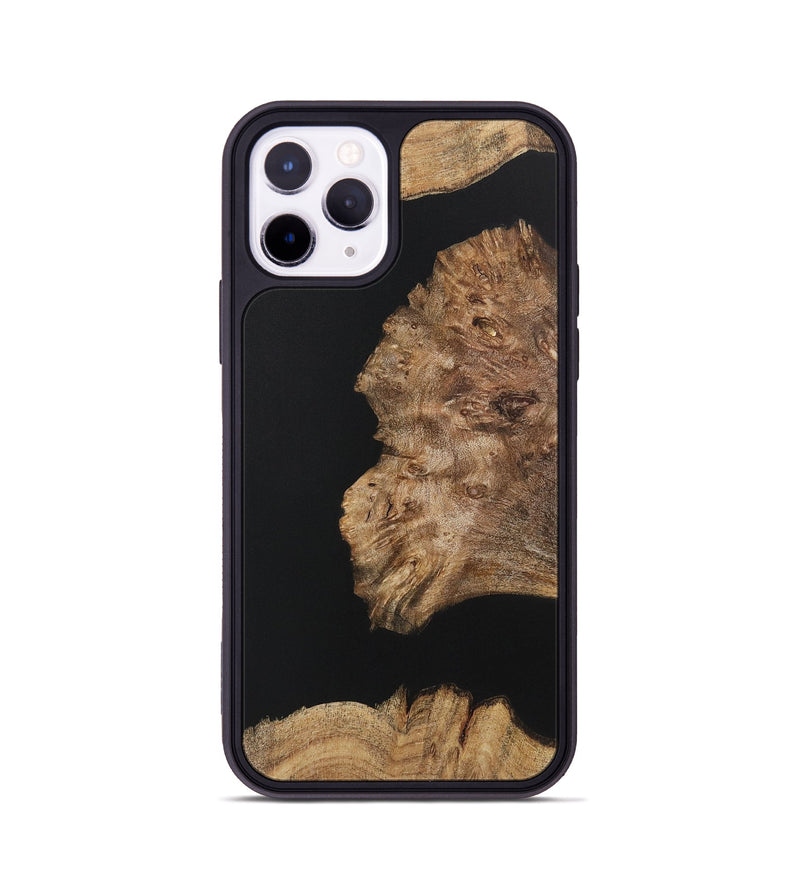 iPhone 11 Pro Wood+Resin Phone Case - Latisha (Pure Black, 722426)