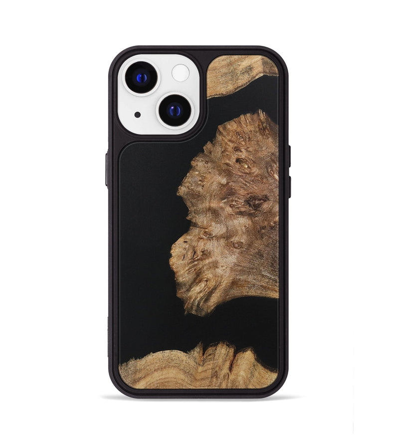 iPhone 13 Wood+Resin Phone Case - Latisha (Pure Black, 722426)