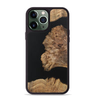 iPhone 13 Pro Max Wood+Resin Phone Case - Latisha (Pure Black, 722426)