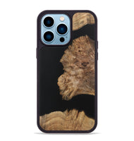 iPhone 14 Pro Max Wood+Resin Phone Case - Latisha (Pure Black, 722426)