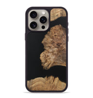 iPhone 15 Pro Max Wood+Resin Phone Case - Latisha (Pure Black, 722426)