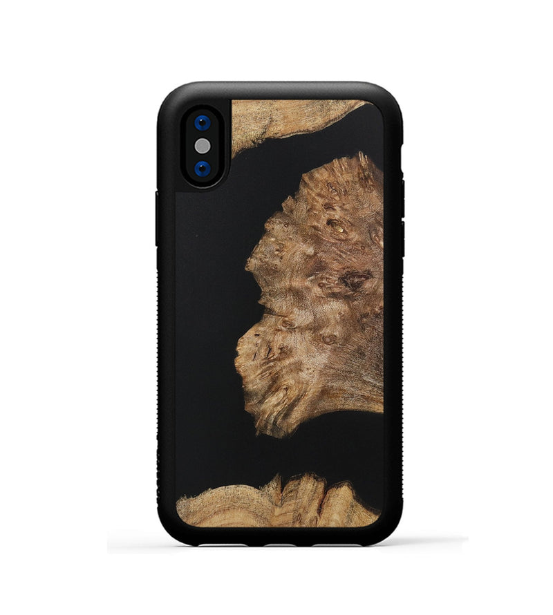 iPhone Xs Wood+Resin Phone Case - Latisha (Pure Black, 722426)