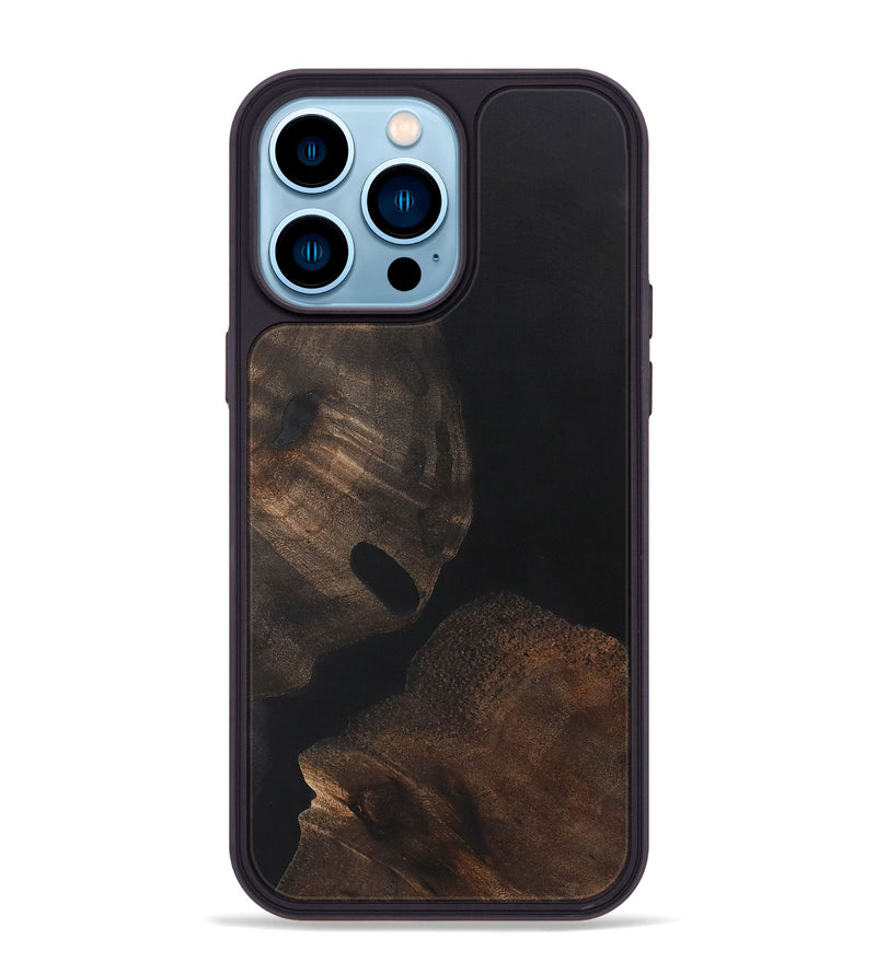 iPhone 14 Pro Max Wood+Resin Phone Case - Renee (Pure Black, 722427)