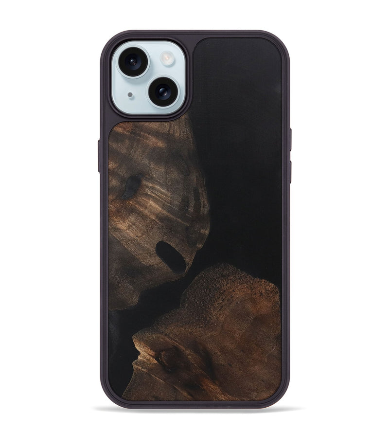 iPhone 15 Plus Wood+Resin Phone Case - Renee (Pure Black, 722427)