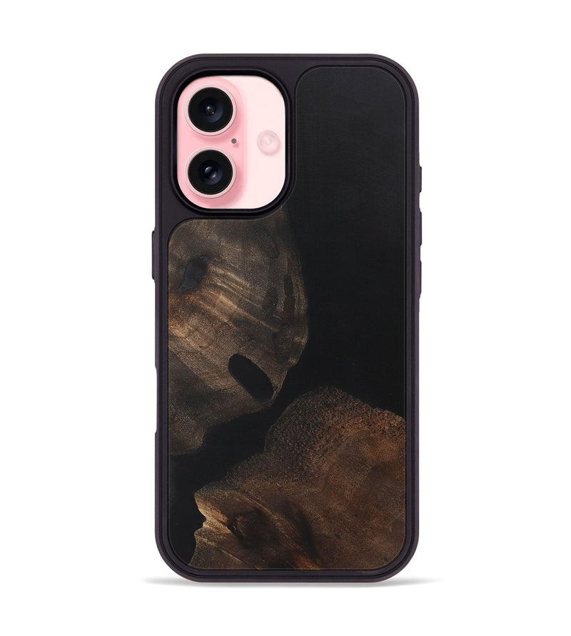 iPhone 16 Wood+Resin Phone Case - Renee (Pure Black, 722427)