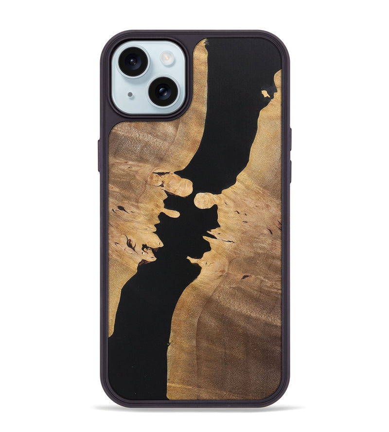 iPhone 15 Plus Wood+Resin Phone Case - Raegan (Pure Black, 722428)