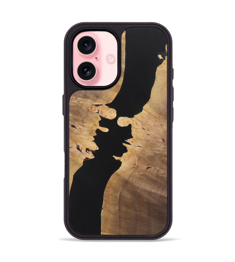 iPhone 16 Wood+Resin Phone Case - Raegan (Pure Black, 722428)