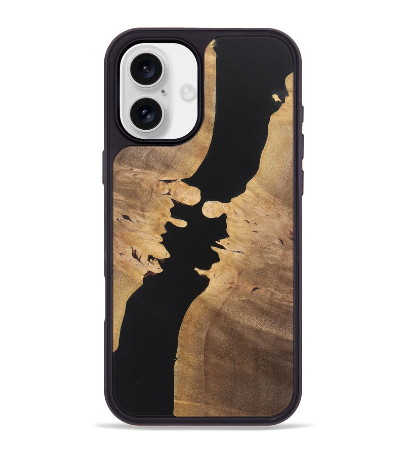 iPhone 16 Plus Wood+Resin Phone Case - Raegan (Pure Black, 722428)