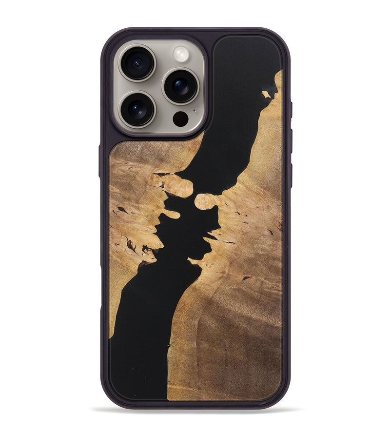 iPhone 16 Pro Max Wood+Resin Phone Case - Raegan (Pure Black, 722428)