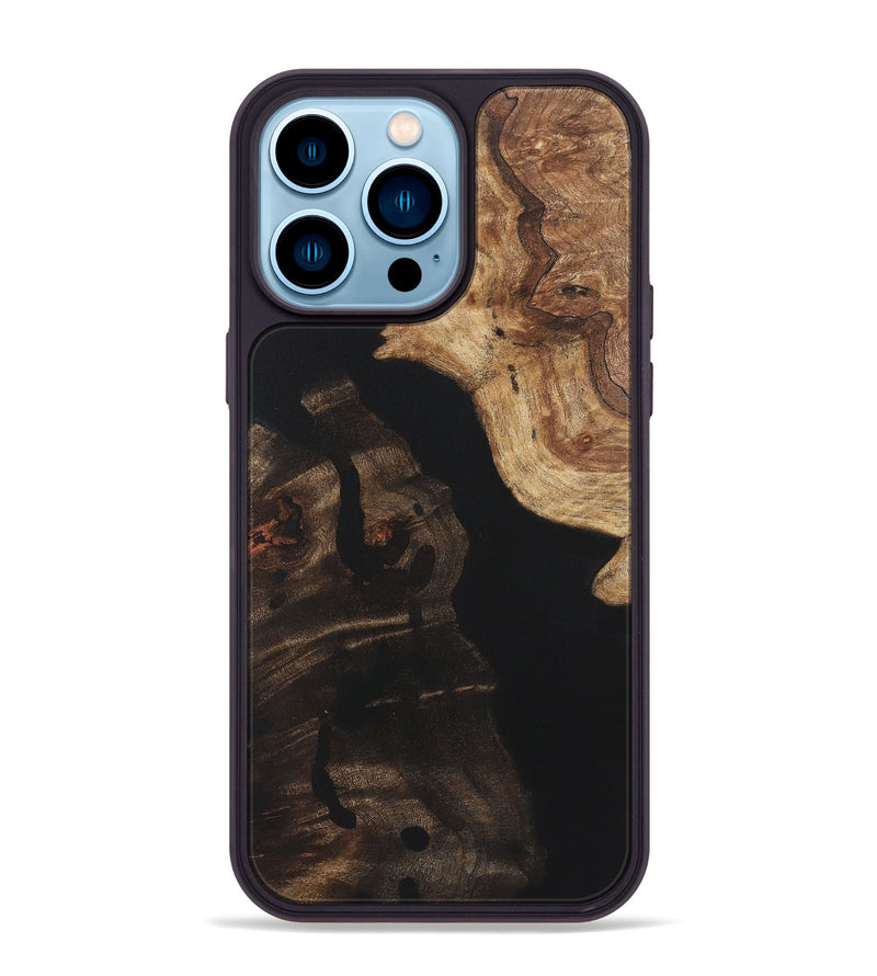 iPhone 14 Pro Max Wood+Resin Phone Case - Fabian (Pure Black, 722429)